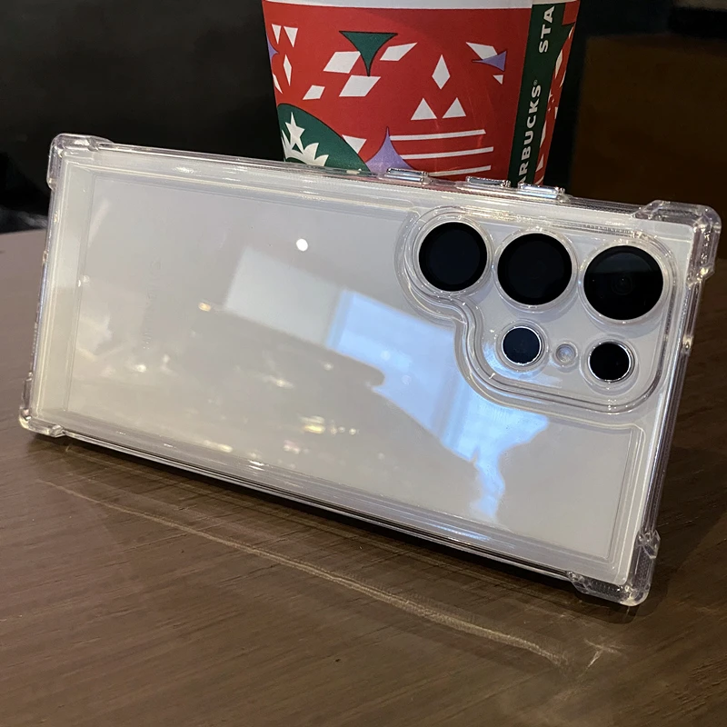 Color: Clear, Material: PE - Luxury Shockproof Clear Acrylic Case For Samsung Galaxy S24 S23 FE S22 Plus S24 Ultra A34 A54 A15 A25 A35 A55 A53 5G Hard Cover