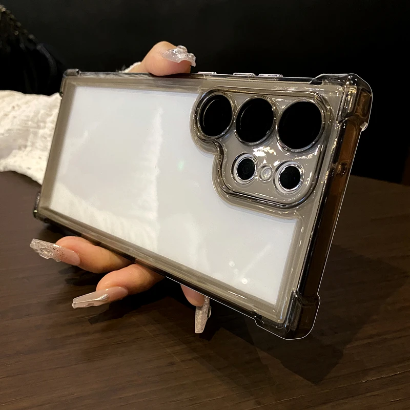 Color: Clear, Material: PE - Luxury Shockproof Clear Acrylic Case For Samsung Galaxy S24 S23 FE S22 Plus S24 Ultra A34 A54 A15 A25 A35 A55 A53 5G Hard Cover