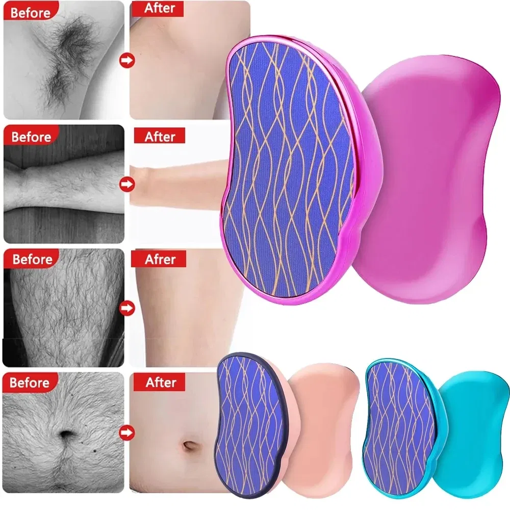 Color: Orange - Hot Crystal Physical Hair Removal Eraser Glass Hair Remover Painless Epilator Easy Cleaning Reusable Body Care Depilation Tool