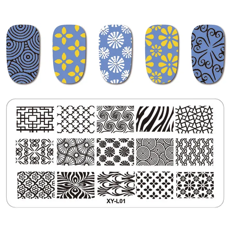 Color: Silver - Kimcci Nail Stamping Plates Flamingo Nail Template Mandala Maple Leaf Stamp Nail Art Stamp Image Template Manicure Stencil Tools