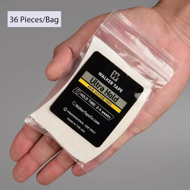 Color: WHITE, Size: 12 Yards - 36/72/108PCS Super tape Waterproof Hair Tape Double Side Adhesive Super Tape Lace Wig Toupee Replacement Hairdresser Accessories