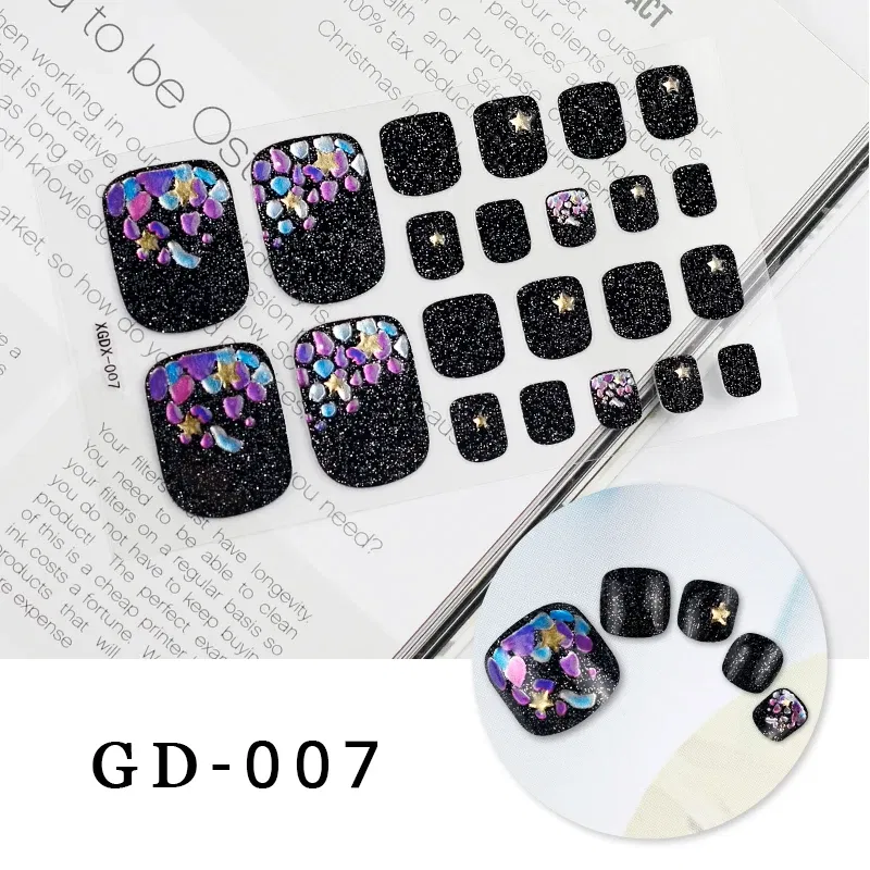 Color: Dark Grey - Colorful Nail Stickers Foot Shiny Glitter Nails  Charms Full Cover Self-Adhesive Nail Polish Stickers for Nails Art