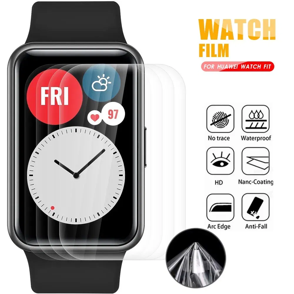 Color: WHITE, Size: XS - 1/3/5/8pcs Full Screen Protectors for Huawei Watch Fit TPU Soft Hydrogel Film HD Smart Watch Explosion Proof Protective Films