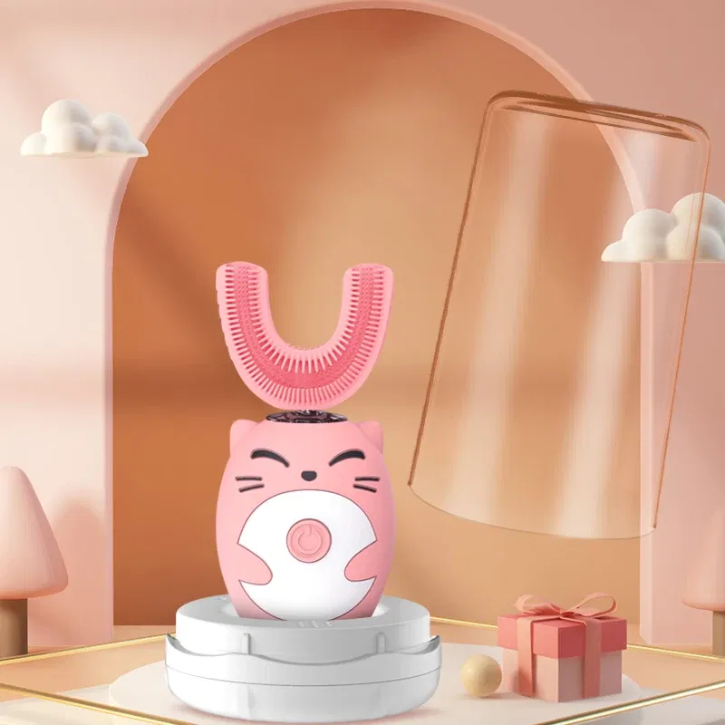 Color: Gold, Ships From: CN - Sonic Electric Toothbrush Kids U-shaped Smart 360 Degrees Ultrasonic Tooth Brush Teeth Whitening For Children IPX7 Waterproof