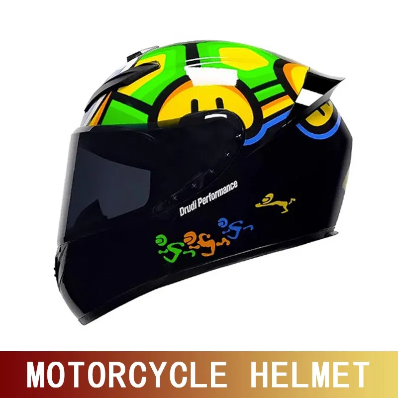 Color: army green, Size: XXL - Motorcycle helmet motorcycle full helmet racing kart winter anti-fog retro personality helmet