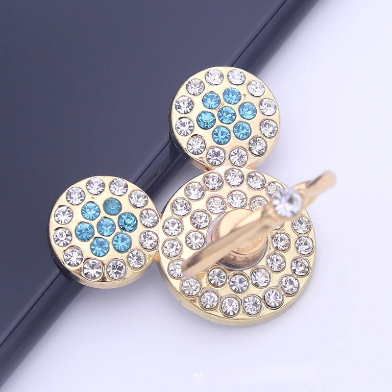 Color: Yellow - Cute Anime Mickey Mouse Minnie Phone Finger Ring Holder With Diamond Kawaii High Quality Mobile Stand For Iphone 13 14 Huawei