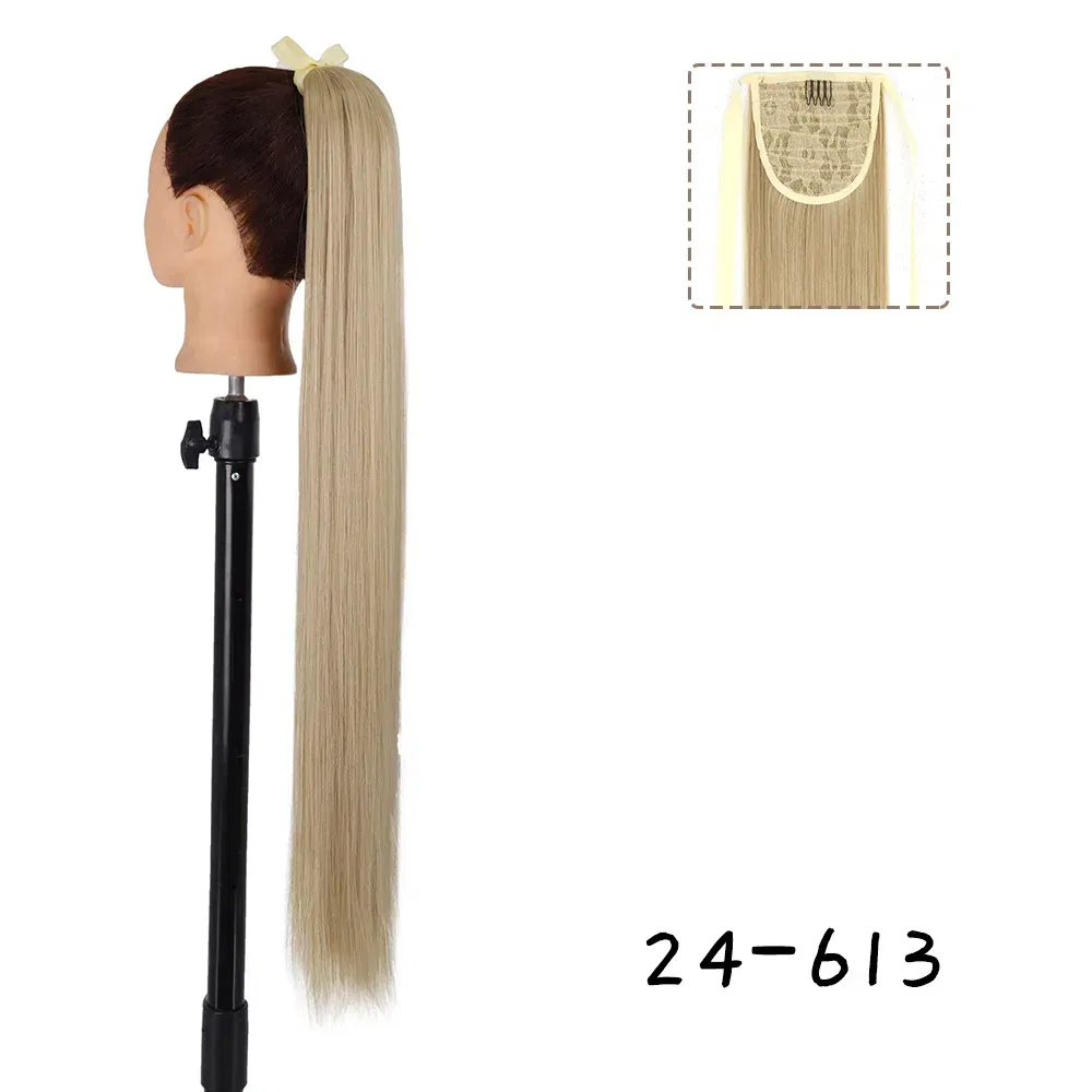 Color: #10, Stretched Length: 22inches - AZQUEEN Straight Synthetic Hairpiece With Ponytail 85cm Super Long Wrap Around Clip In Hair Extensions Pony Tail For Daily Wear