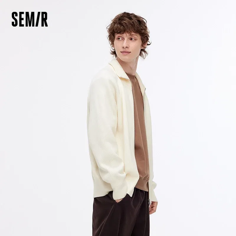 Semir Knit Sweater Men 2025 New Autumn Couple Matching Warm High Neck Pullover Layering Cardigan