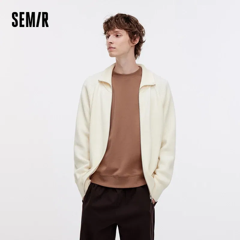 Semir Knit Sweater Men 2025 New Autumn Couple Matching Warm High Neck Pullover Layering Cardigan