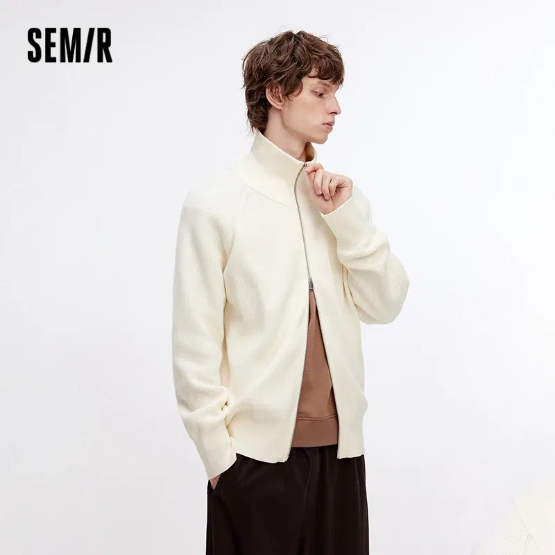 Semir Knit Sweater Men 2025 New Autumn Couple Matching Warm High Neck Pullover Layering Cardigan