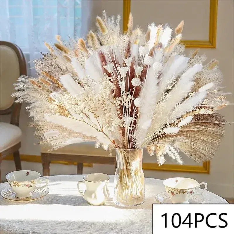 Natural Dried Flowers Pampas Floral Bouquet Boho Country Home Decoration Rabbit Tail Grass Reed Wedding Decor Arrangement