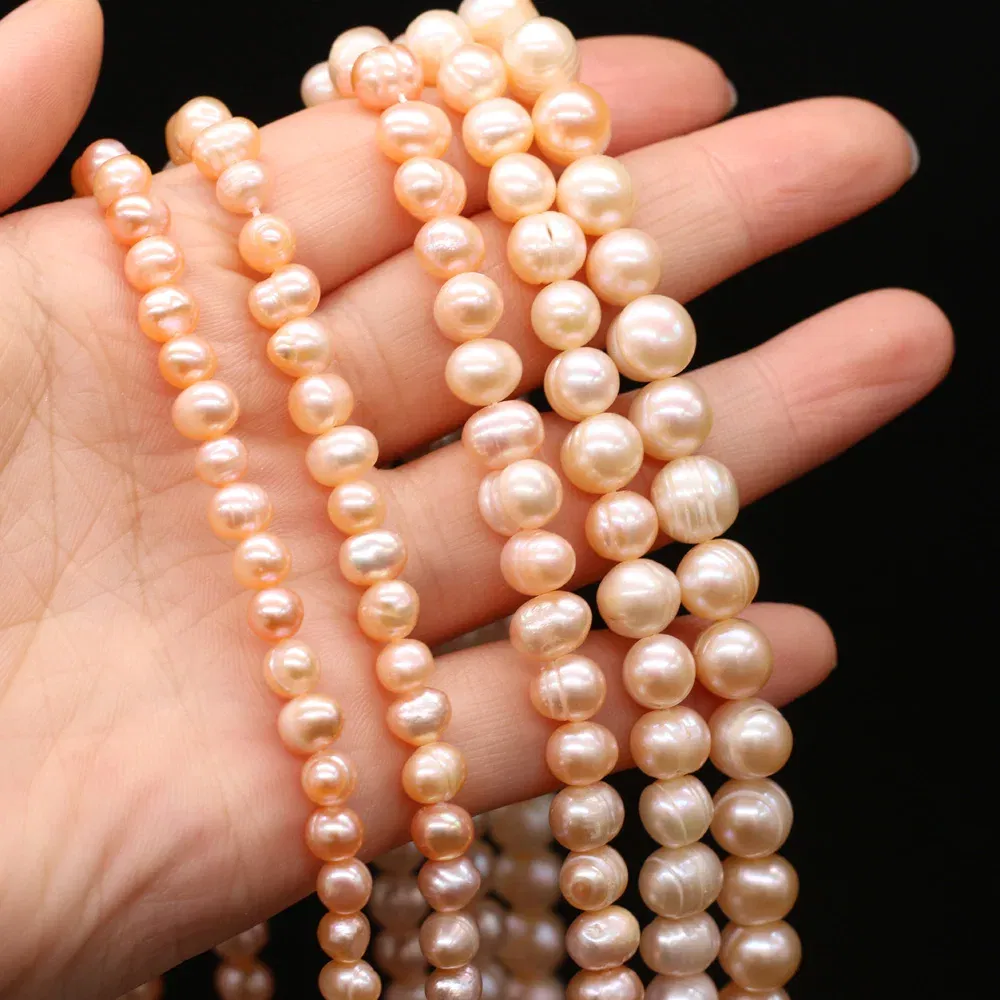 Color: Light Pink, Item Diameter: 17mm - Natural Freshwater Real Pearl Beads White Fine pearls Punch Loose Beads for DIY Women Elegant Bracelet Necklace Jewelry Making
