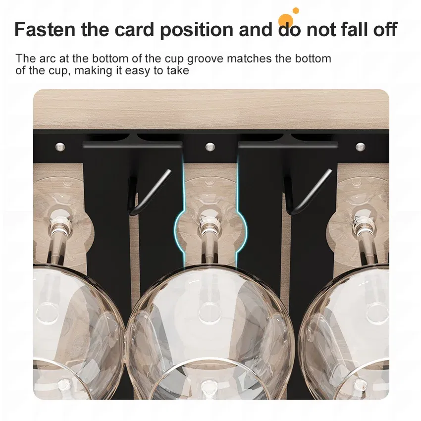 Color: light green - Stainless Steel Under Cabinet Wine Glass Cup Holder Space-Saving Bar Counter Shelf Storage Rack Hanging Hooks Goblet Pokal Stand