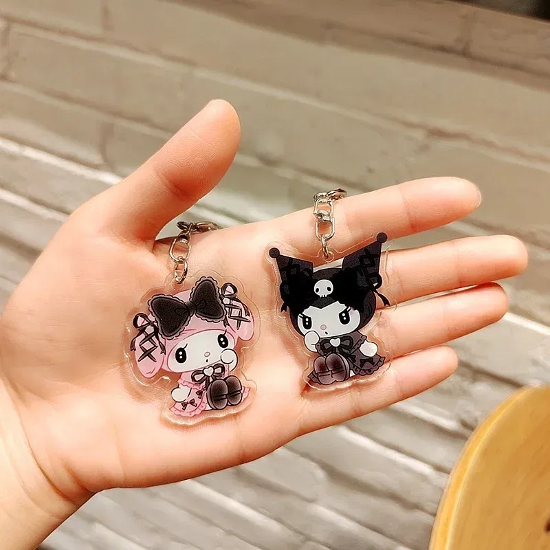 Color: Blue - Sanrioed Cute Kawaii Cartoon 10cm Kuromi My Melody Dark Wind Acrylic Bag Pendant Couple Keychain Acrylic Pendant