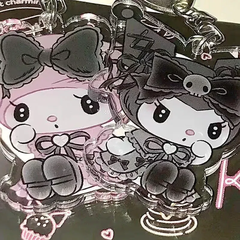 Color: Blue - Sanrioed Cute Kawaii Cartoon 10cm Kuromi My Melody Dark Wind Acrylic Bag Pendant Couple Keychain Acrylic Pendant