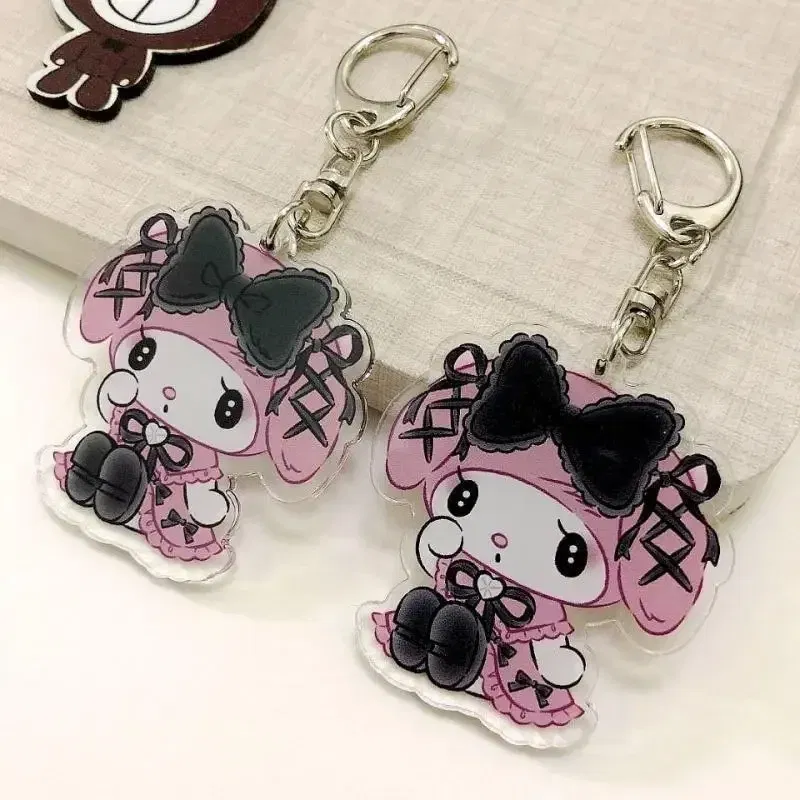 Color: Blue - Sanrioed Cute Kawaii Cartoon 10cm Kuromi My Melody Dark Wind Acrylic Bag Pendant Couple Keychain Acrylic Pendant