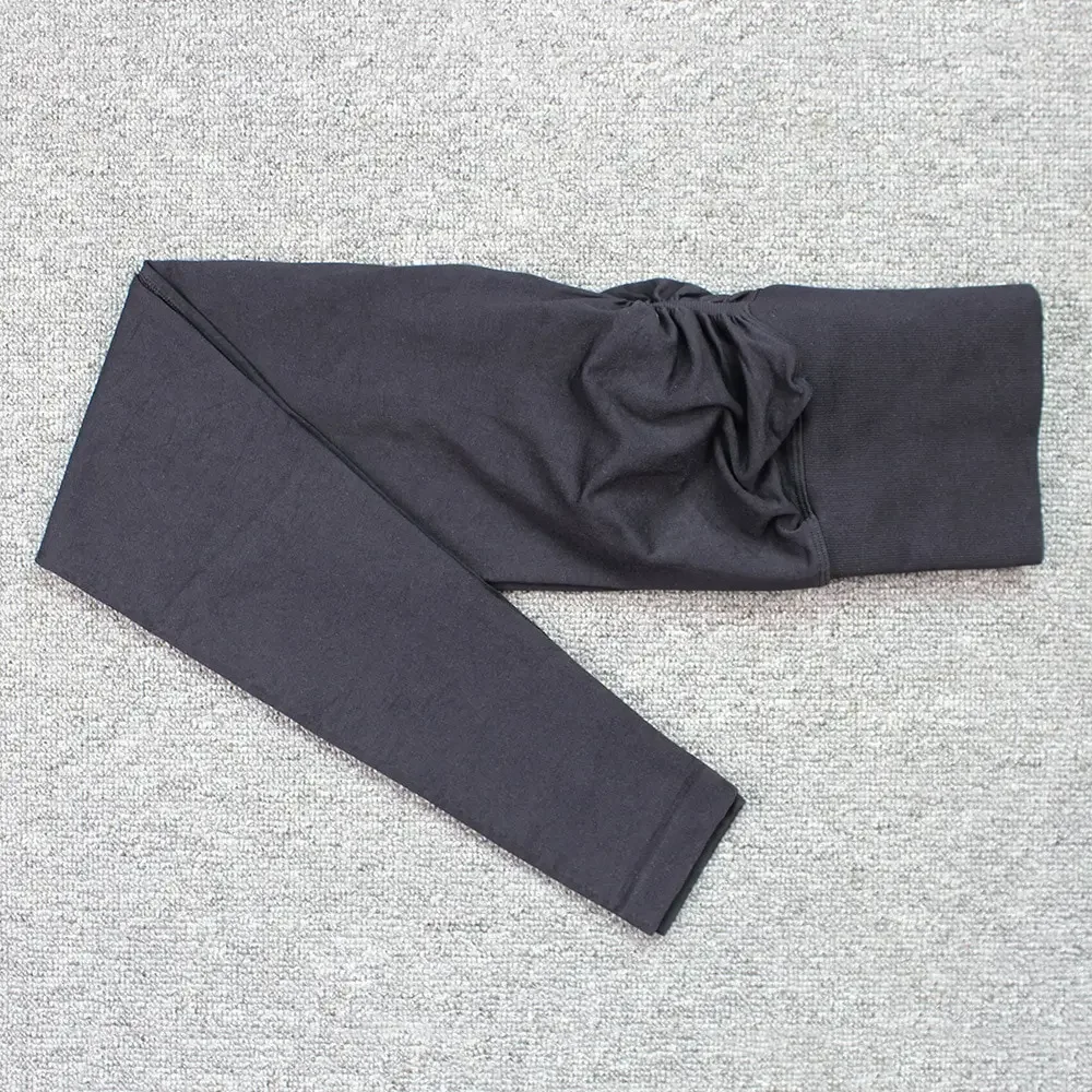 Color: GRAY, Size: S - Seamless Knitted Leggings Fitness GYM Pants Women's High Waist Leggings Hips Tight Peach Buttocks High Waist Nude Yoga Pants