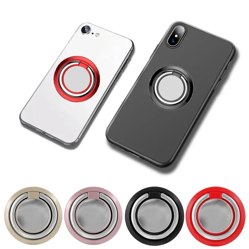 Color: black - Universal Finger Ring Holder Stand Grip 360 Degree Rotating for Mobile Phone Car Magnetic Mount Phone Back Sticker Pad Bracket