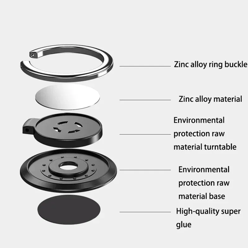 Color: black - Universal Finger Ring Holder Stand Grip 360 Degree Rotating for Mobile Phone Car Magnetic Mount Phone Back Sticker Pad Bracket