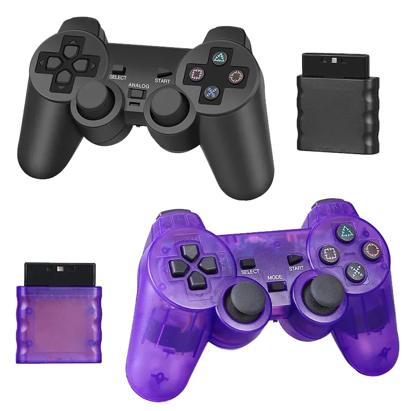 Color: PURPLE - Wireless Gamepad for Sony PS2 Controller for Playstation 2 Console Joystick 2.4G Double Vibration Shock Joypad USB PC Game