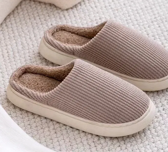 Color: Khaki, Shoe Size: 43 - Mens Memory Foam Slippers Slip on,  Cozy Men's Bedroom Slippers Warm Soft Closed Toe Man Slippers