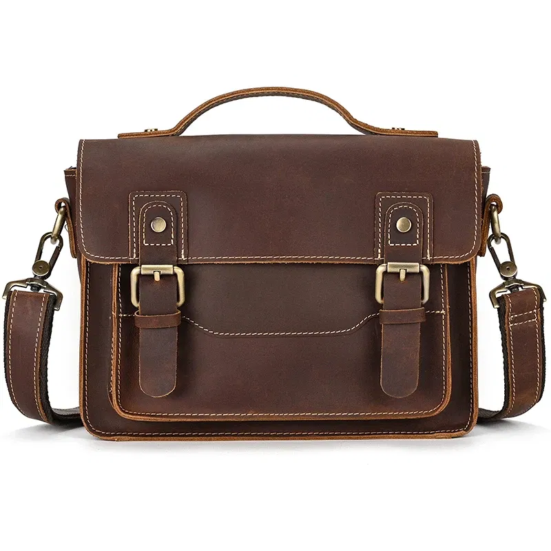Color: Beige, Ships From: CHINA - Luufan Crazy Horse Leather Men's Shoulder Bag Vintage Messenger Bags Men Male Small Travel Crossbody Bags Man Handbag Sling Bag
