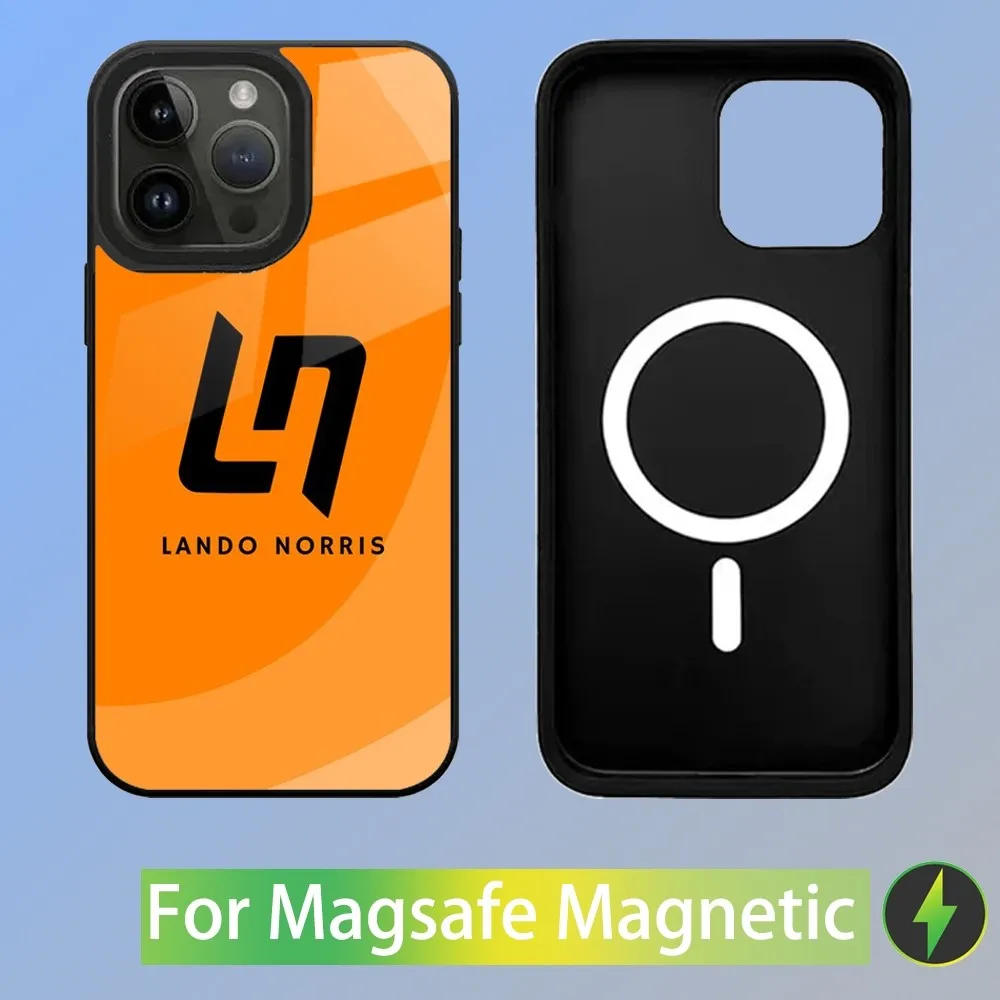 Color: GRAY, Material: PVC - F1 Formula 1 L-Lando Norris Phone Case For iPhone 16,15,14,13,12,11,Plus,Pro,Max Mini Magsafe Magnetic Wireless Charging