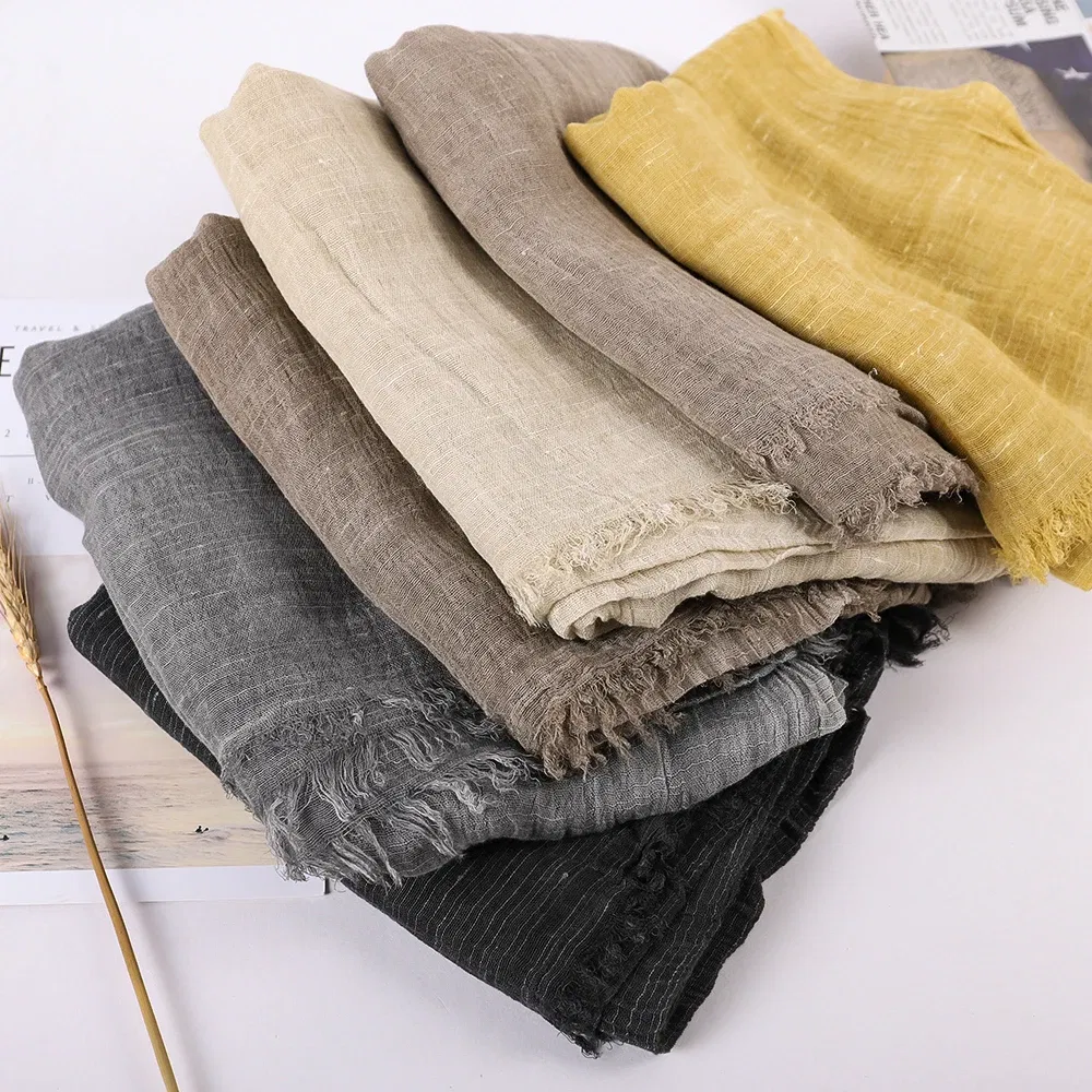 Color: Brown, Size: One Size - Fashion New Cotton Pashmina Plain Shawls Women Solid Color Scarf Wraps Scarves Kerchief Muslim Hijab Lady Autumn Winter Warm