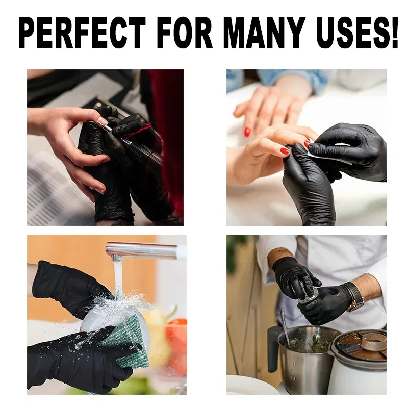 Color: black, Size: S - 20/50/100PCS Disposable Black Nitrile Gloves for Household Use Latex Free Powder Free Cleaning Gloves Tattoo  Hairdressing Tools