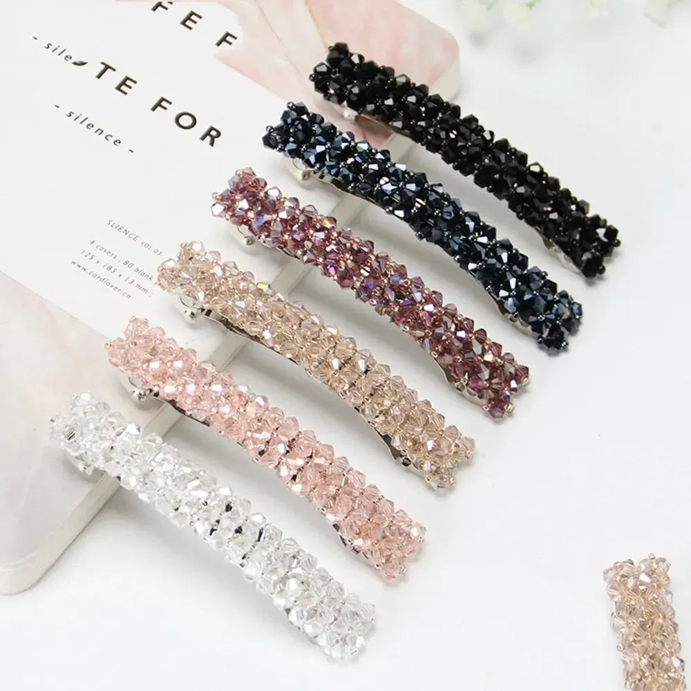 Color: Silver - Hot Sale 5 Colors Korean Crystal Pearl Elegant Women Barrettes Hair Clip Hairgrips Hairpin Girls Hair Accessories Dropshipping