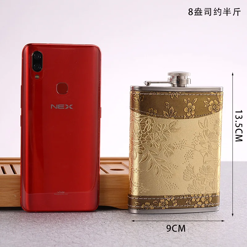 Color: grey - 7oz/8oz Portable Pocket Hip Flask Outdoor Travel Stainless Steel Flask Whiskey Drink Alcohol Flasks 8oz Steel Hip Flask Flagon