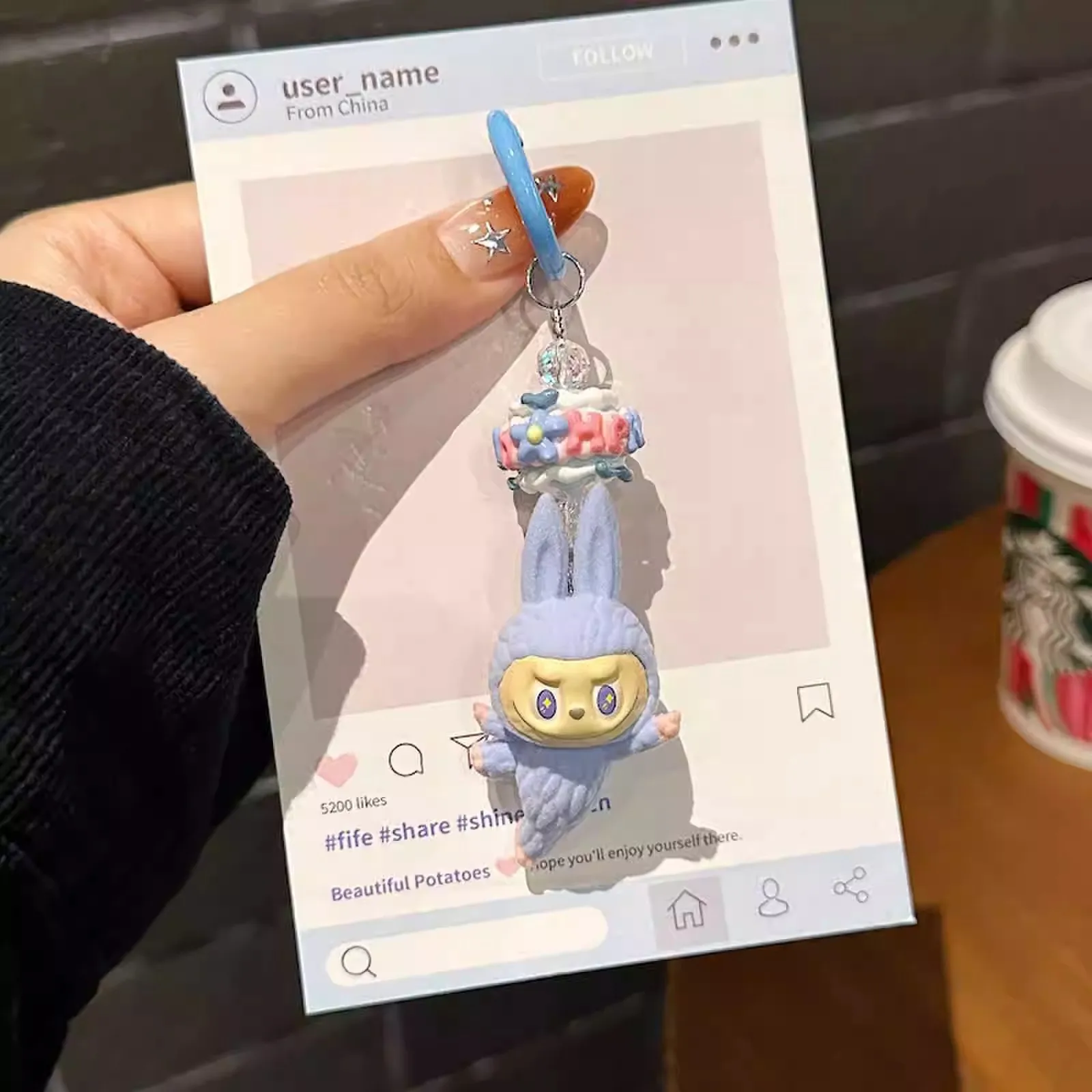 Color: Blue, Ships From: CHINA - New Cute Cartoon Labubu Phone Chain Hanging Rope Keychain Backpack Pendant Shoulder Bag Ornament Gift for Girlfriend