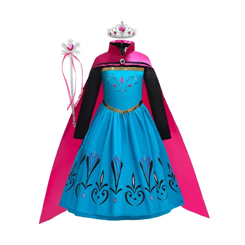 Color: PURPLE, Kid Size: 14 - Disney Kids Girls Cosplay Frozen Elsa Anna Princess Dress Girl Mesh Ball Gown Carnival Birthday Clothes Snow Queen Elsa Costume