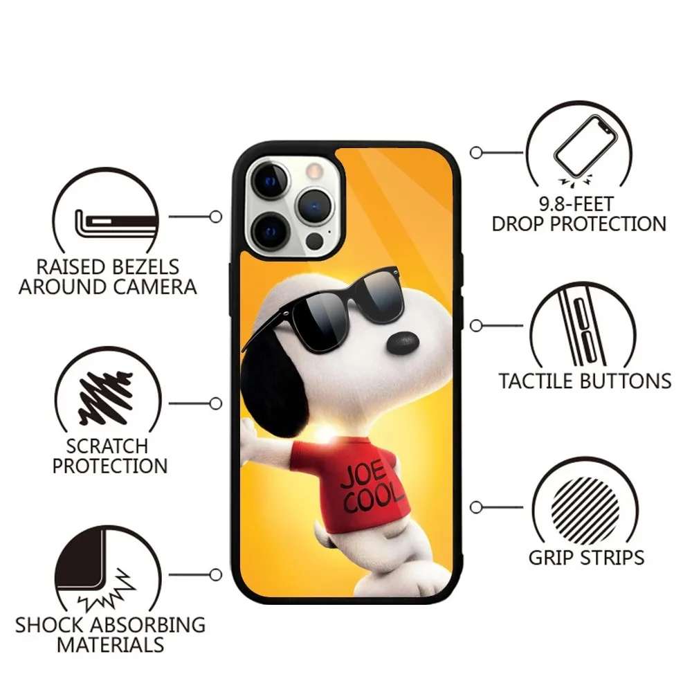 Color: Gold, Material: CANVAS - Anime Cartoon-S-Snoopy-s Phone Case For iPhone 16,15,14,13,12,11,Plus,Pro,Max,Mini Magsafe Magnetic Wireless Charging