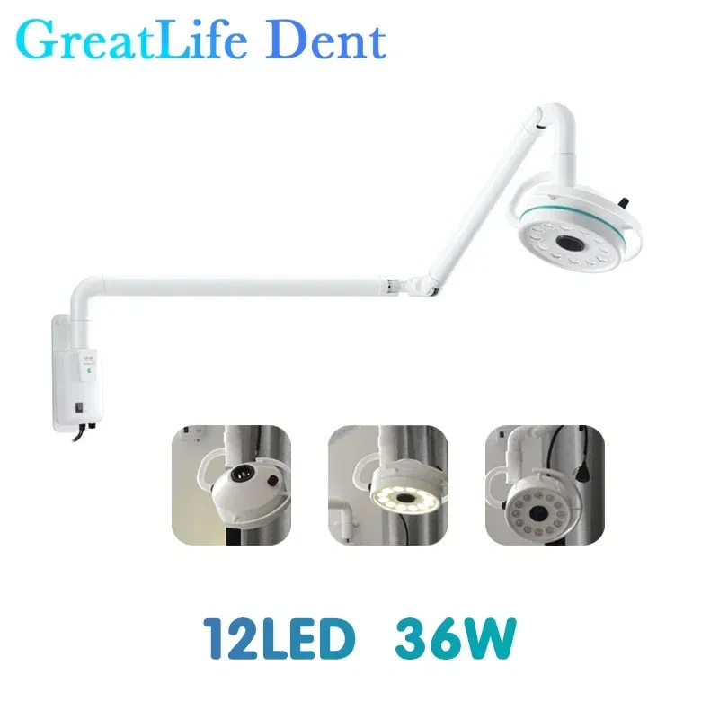 Ships From: CHINA, Color: Orange - GreatLife Dent Wall-Mounted 36w 12Leds Lamp Dental Oral Light For Dentistry Clinic Operation Shadowless Surgical Lamp