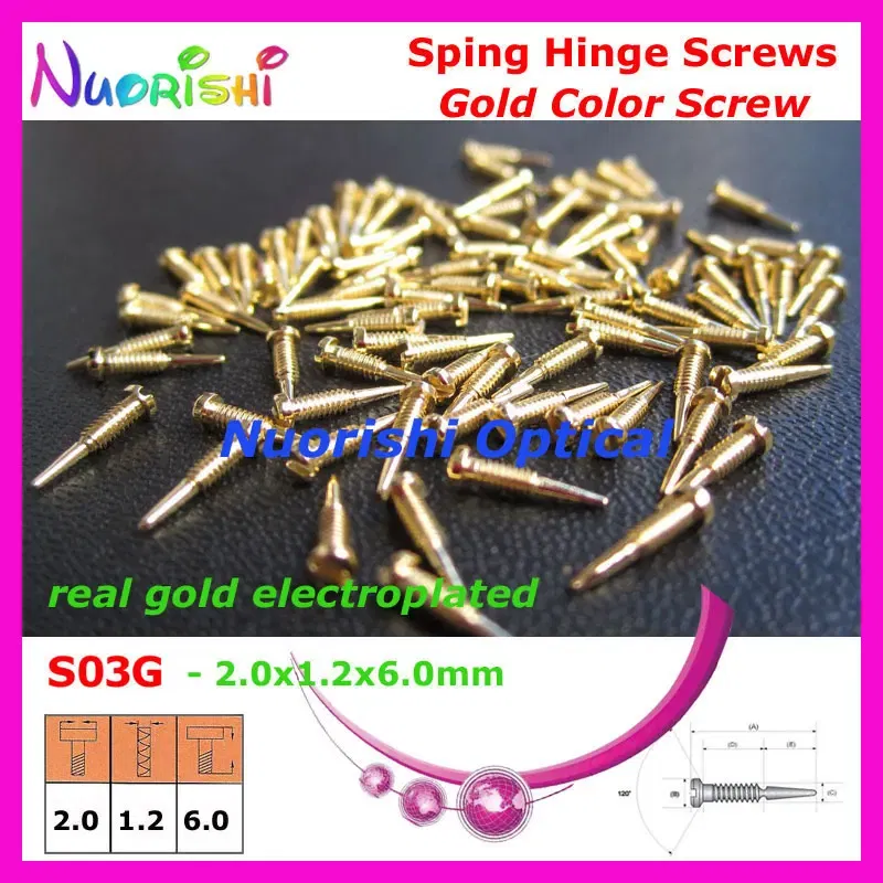 Frame Color: Gold - 10000pcs Gold or Silver Glasses Eyewear Eyeglasses Spectacle Spring Hinge Screws S03 Free Shipping