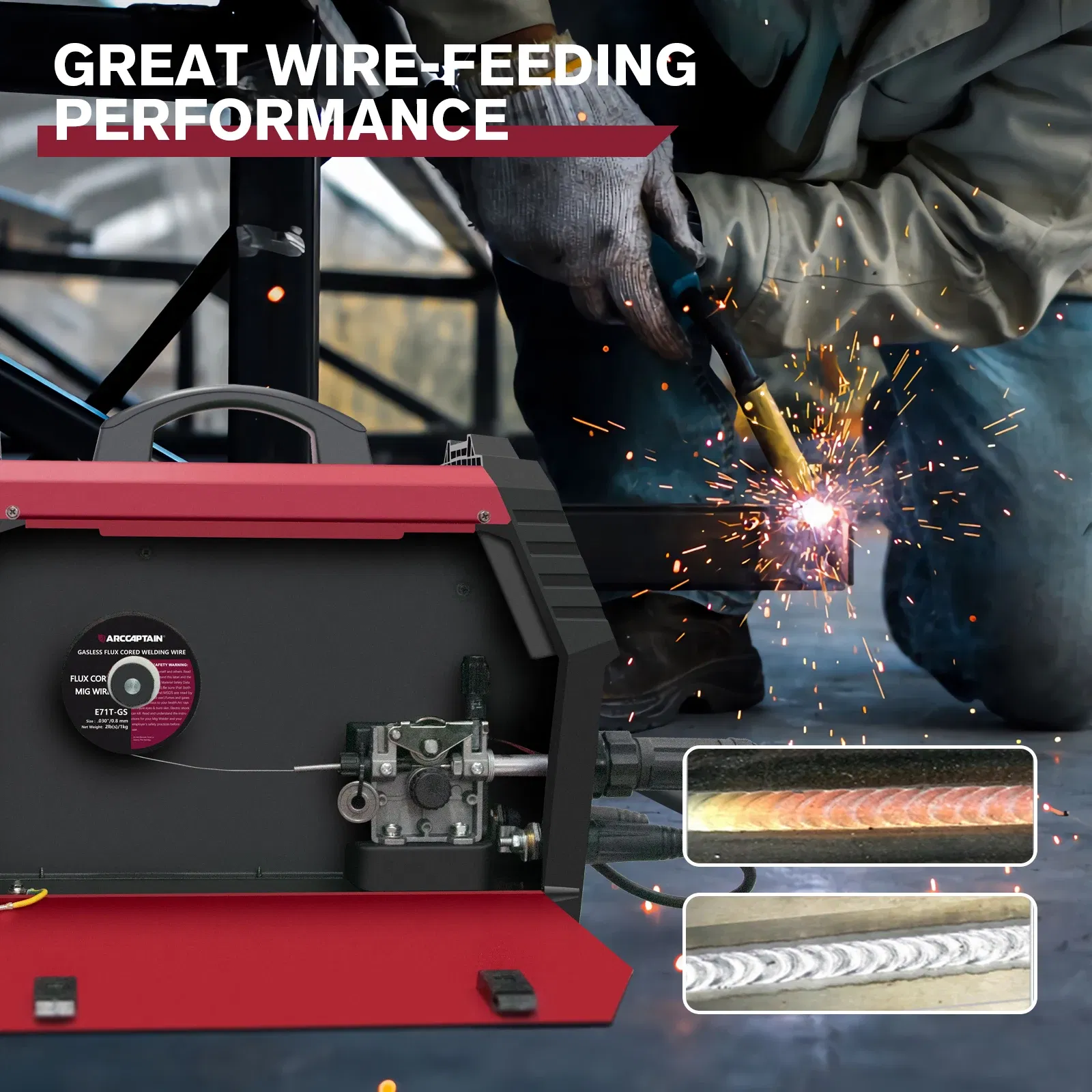 ARCCAPTINA MIG Welding Wire Mild Steel 0.8mm/0.9mm 1KG 1 Flux Cored Gasless E71T-GS Non-Gas For MIG Welding Machine Soldering