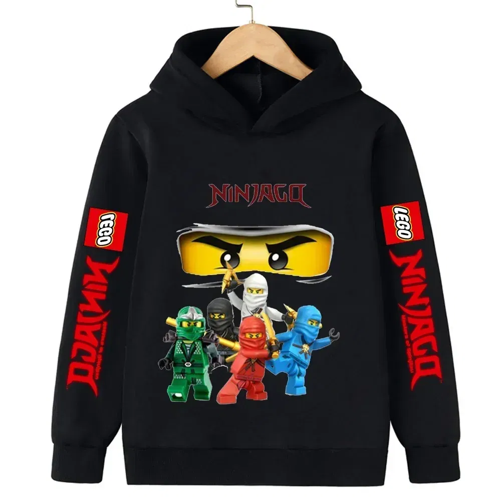 Color: Silver, Kid Size: 3M - Lego Phantom Ninja Cartoon Children's Hooded Hoodies Casual Sports Sweatshirt 3-13 Year Old Boy Kid Baby Girls Clothes Pullover