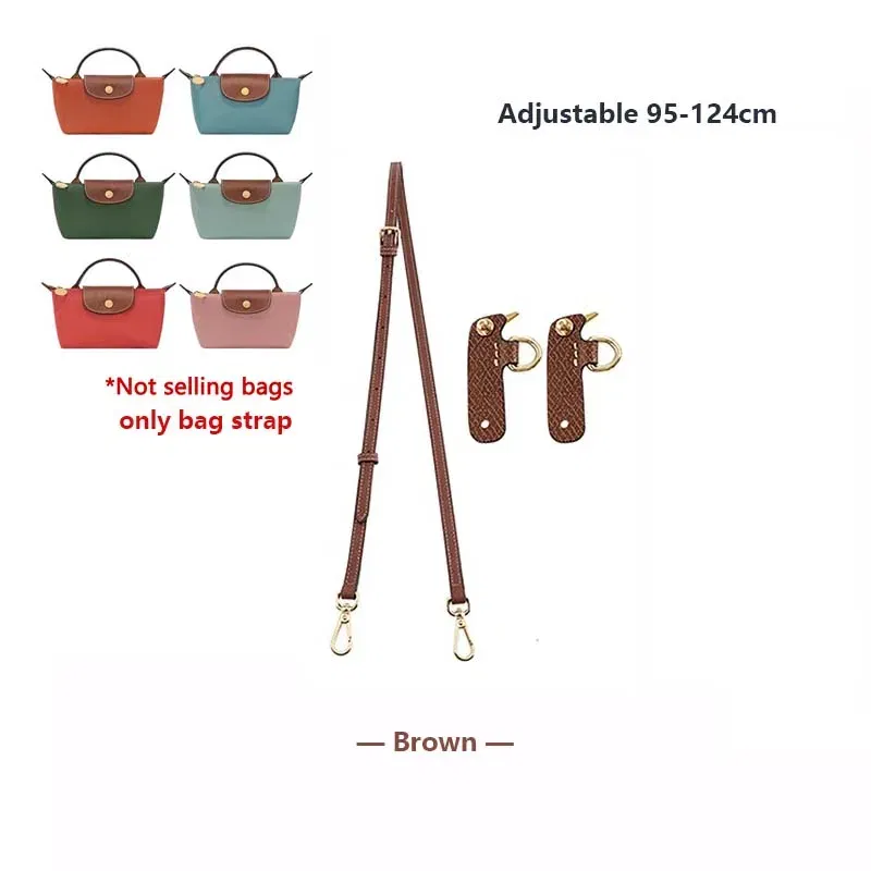 Color: Brown, Size: 3/8" - Cow Leather Replacement Crossbody Bag Strap Fit for Longchamp 2025 Mocha Moka mini shoulder strap without punching modification