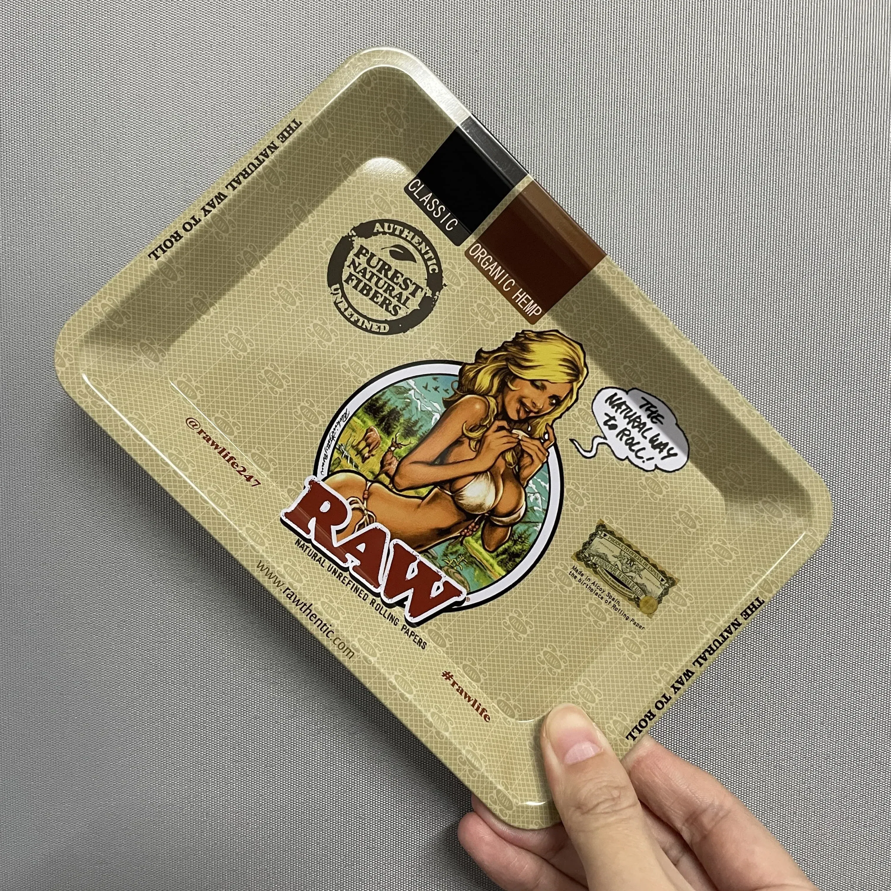 Color: GRAY - RAW Classic Rolling Tray Multi Designs Available