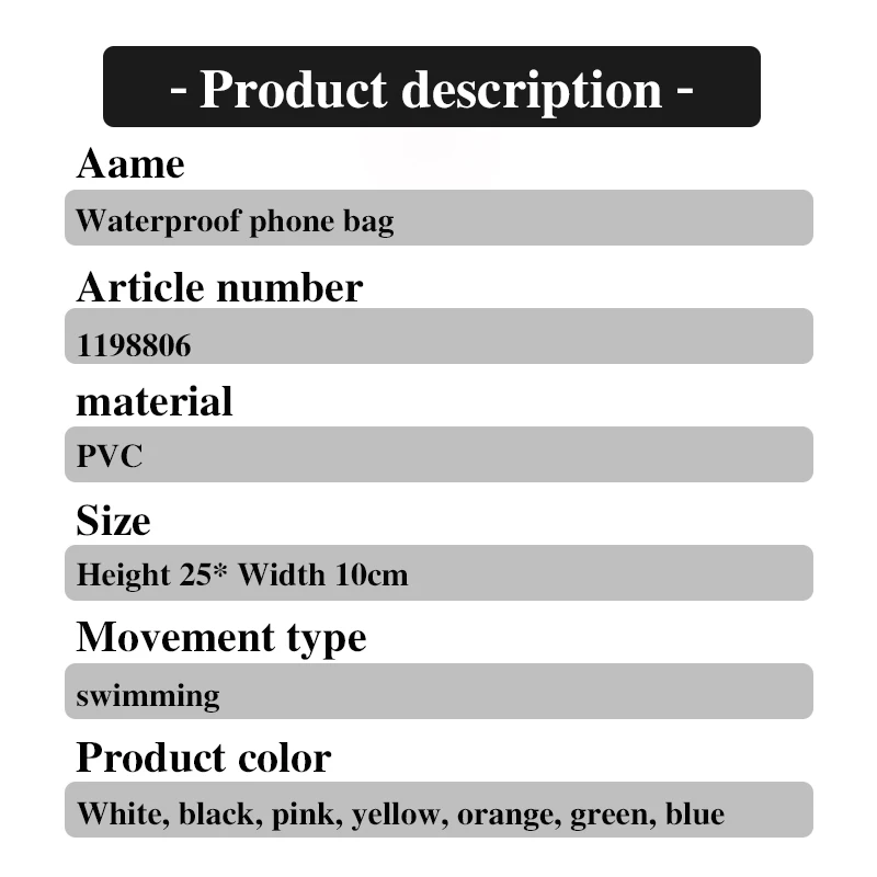 Color: Black - Mobile Phone Waterproof Cover Drift Diving Swimming Training 7 Inch Mobile Phone Cover Large Transparent Strong Seal