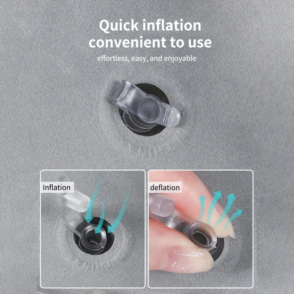 Color: BROWN - Portable Fold Inflatable Air Pillow Outdoor Travel Sleeping Camping PVC Neck Stretcher Backrest Plane Comfortable Pillow