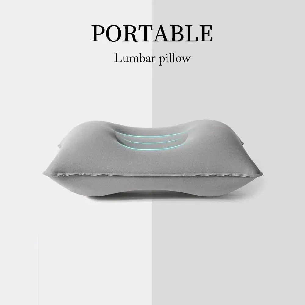 Color: BROWN - Portable Fold Inflatable Air Pillow Outdoor Travel Sleeping Camping PVC Neck Stretcher Backrest Plane Comfortable Pillow