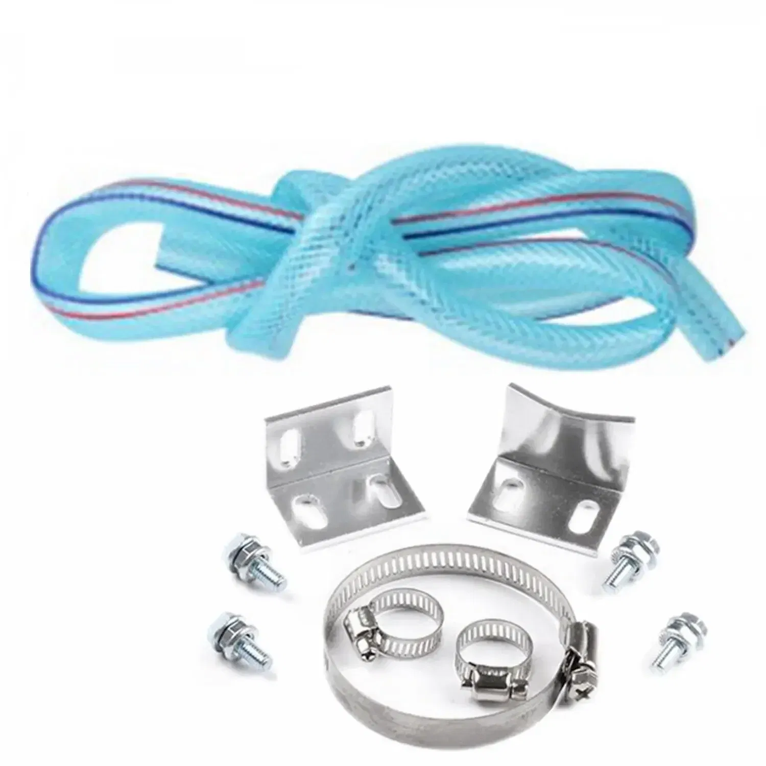 Color: Blue - Aluminum Engine Oil Catch Tank Reservoir Breather Can + Vacuum Gauge + Hose Blue/Red/Silver/Black