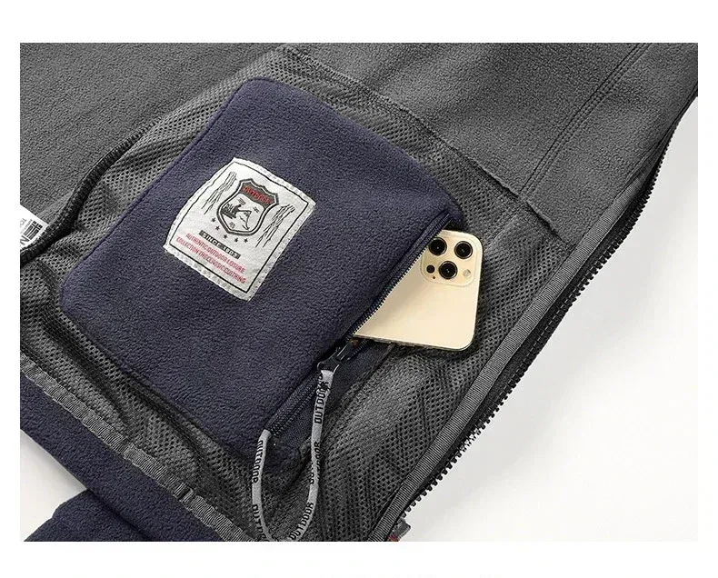 Color: GRAY, Size: XS?€old?‰ - Men Fleece Jacket Pockets Thicken Polar Norway Ski Jackets Cold-proof Overcoat Plus Size Outwear Autumn Winter Casual Warm Coat