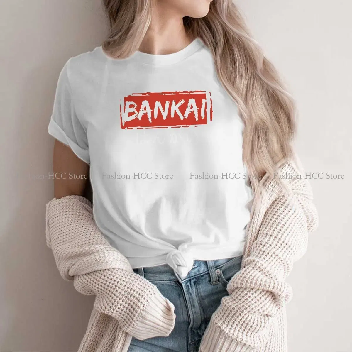 Color: WHITE, Size: M - Essential Round Collar Polyester TShirt Bleach Cartoon Anime Original T Shirt Women Clothes