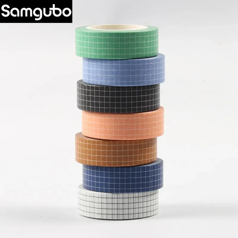 Color: Light Grey - 10M Pure Color Grid  Washi Tape Set Masking Tape Journaling Supplies Washy Tape Organizer Washitape Stationery Sticker Scrapbook