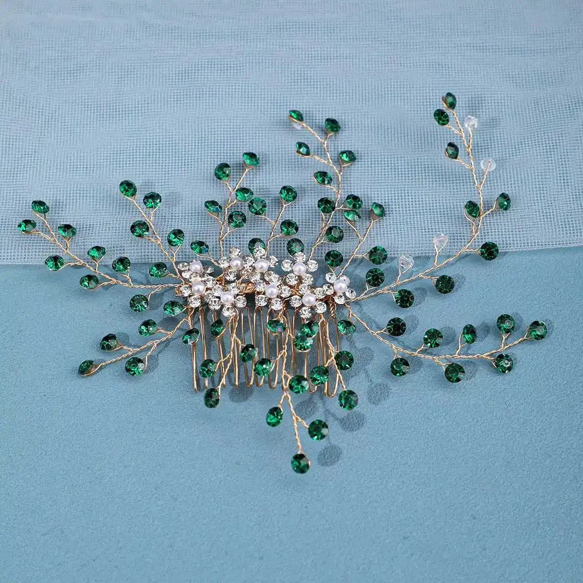 Metal color: Rhodium Plated - Luxury Rhinestone Hair Comb Clip Pin Headband Tiara For Women Party Prom Bridal Wedding Hair Accessories Jewelry Comb Clip Tiara