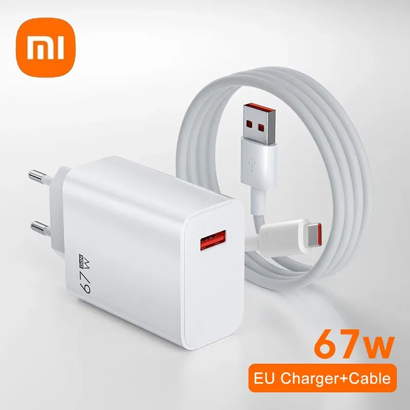 Plug Type: KR - Xiaomi 67W Super Fast Charger USB Type-C PD Interface Charging Fast Charging Phone Charger For iPhone15 Samsung Huawei Data Line