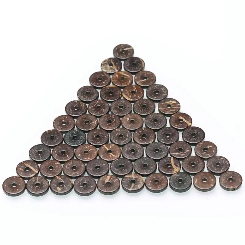 Size: 14mm - Polished coconut shell round brown coconut shell for DIY jewelry making bracelets 100 beads septa beads